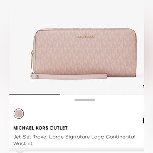 Michael Kors Blush Jet Set Signature large Wristlet wallet new with tags